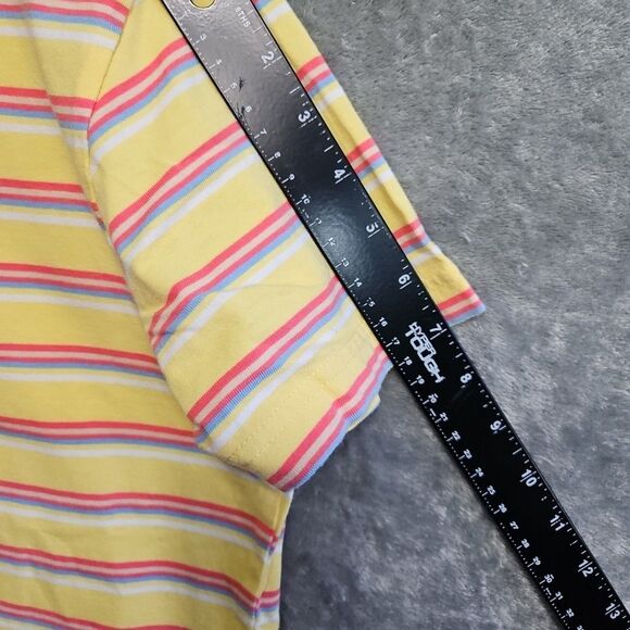 Kenneth Too Top Sz Lg Yellow Cotton Stripe Top Henley pullover - Picture 5 of 8
